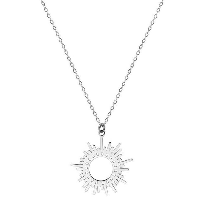 Collier pendentif soleil irrégulier creux plaqué or - MonPendentif
