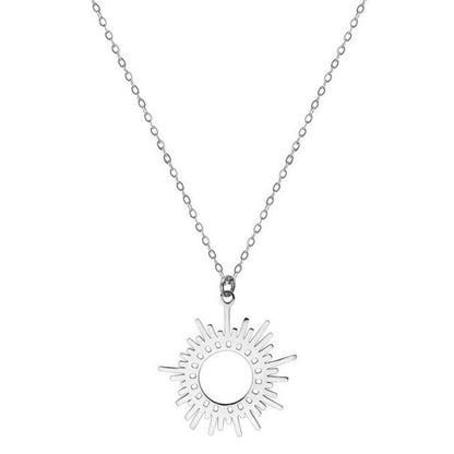 Collier pendentif soleil irrégulier creux plaqué or - MonPendentif