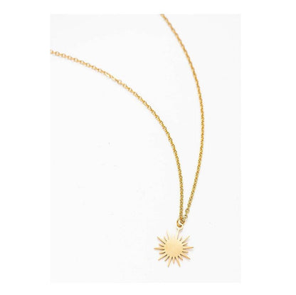 Collier pendentif soleil irrégulier plat plaqué or