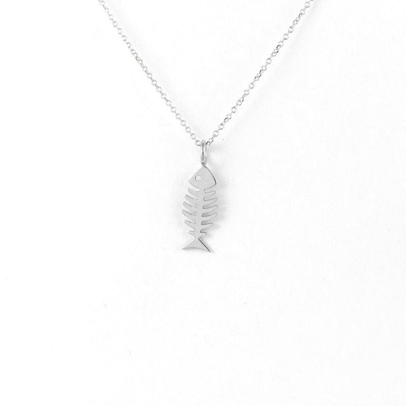 Collier pendentif squelette de poisson en plaqué or / argent / or rose - MonPendentif
