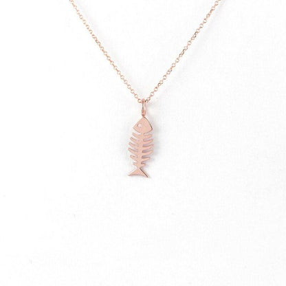 Collier pendentif squelette de poisson en plaqué or / argent / or rose - MonPendentif