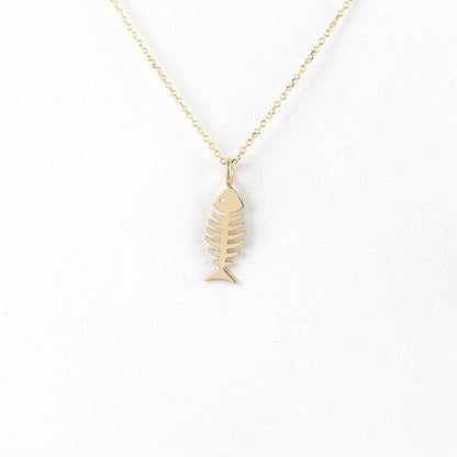 Collier pendentif squelette de poisson en plaqué or / argent / or rose - MonPendentif