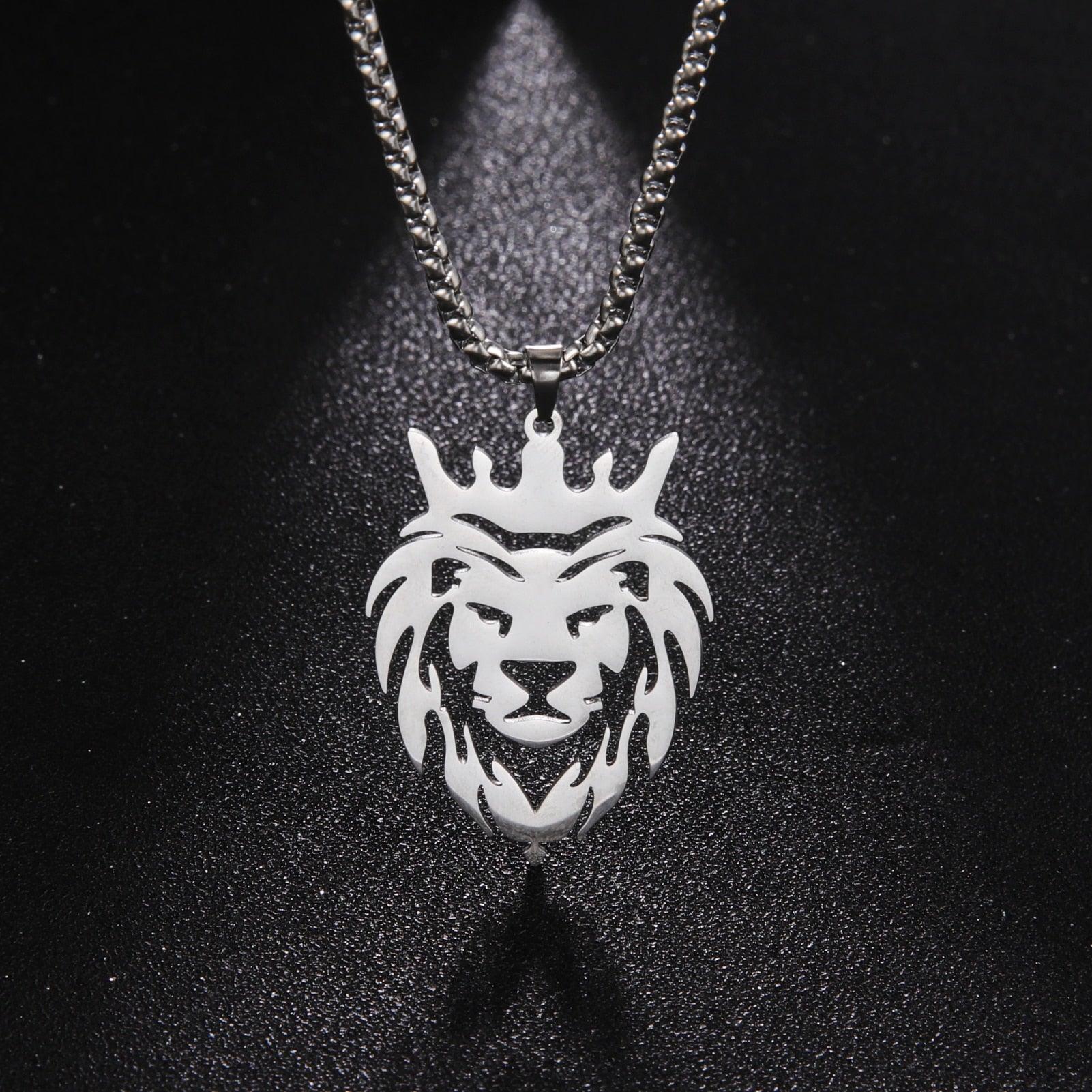 Collier pendentif tête de lion plat - MonPendentif