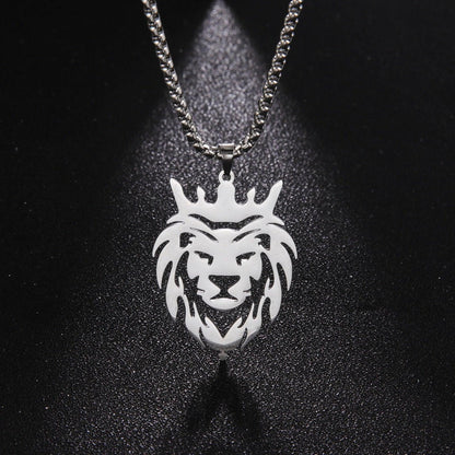 Collier pendentif tête de lion plat - MonPendentif