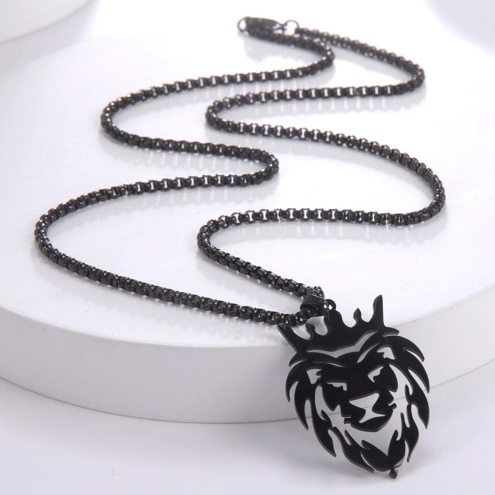 Collier pendentif tête de lion plat - MonPendentif