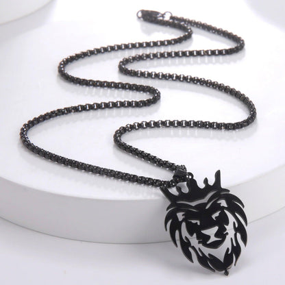 Collier pendentif tête de lion plat - MonPendentif