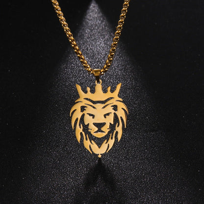 Collier pendentif tête de lion plat - MonPendentif