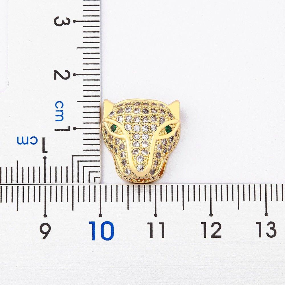 Collier pendentif tête de panthère en strass plaqué or