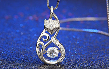 Collier pendentif tête de renard cristal en argent 925
