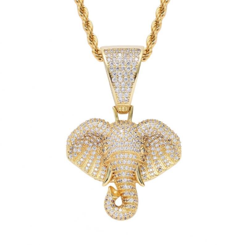Collier pendentif tête éléphant strass - MonPendentif