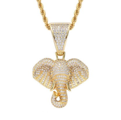 Collier pendentif tête éléphant strass - MonPendentif