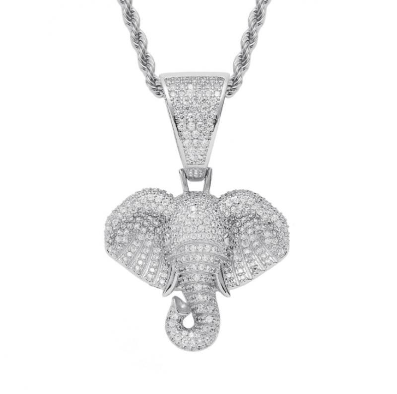 Collier pendentif tête éléphant strass - MonPendentif