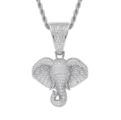 Collier pendentif tête éléphant strass - MonPendentif
