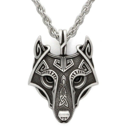 Collier pendentif tête loup médiévale plaqué argent - MonPendentif