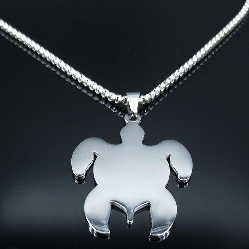 Collier pendentif tortue plat
