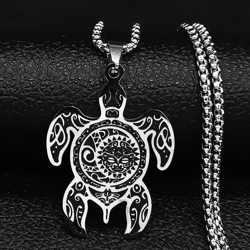 Collier pendentif tortue plat - MonPendentif