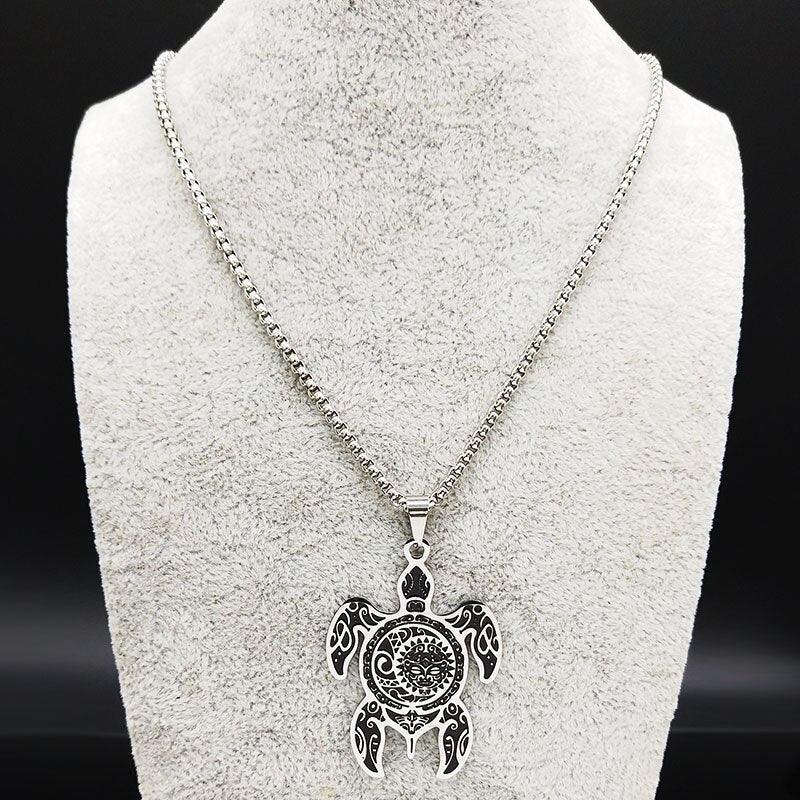 Collier pendentif tortue plat