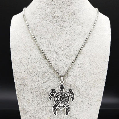 Collier pendentif tortue plat