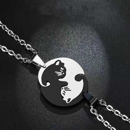 Collier pendentif yin yang double chat - MonPendentif