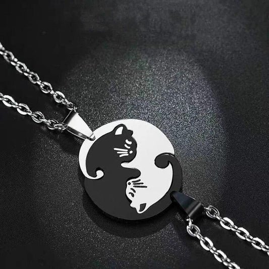 Collier pendentif yin yang double chat - MonPendentif