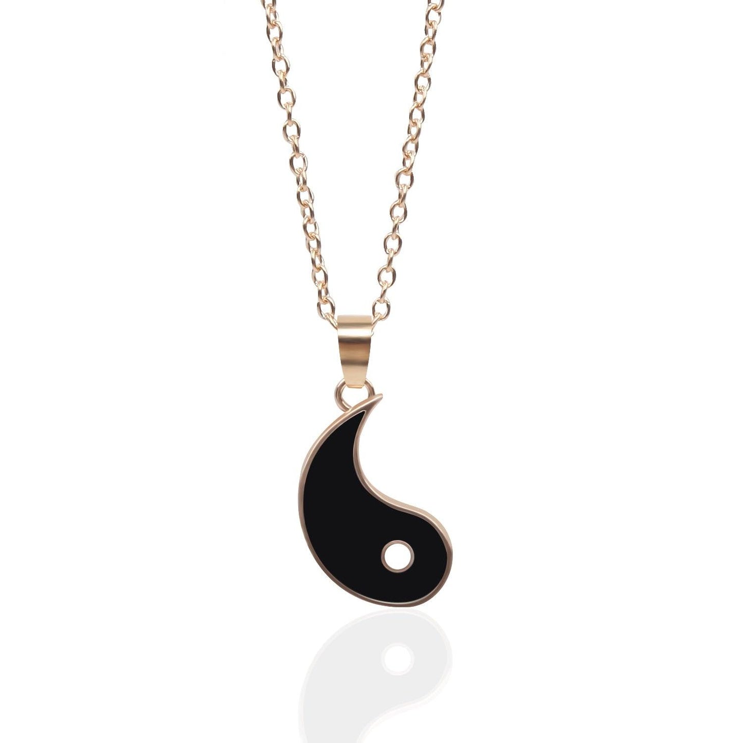 Collier pendentif yin yang noir et blanc double