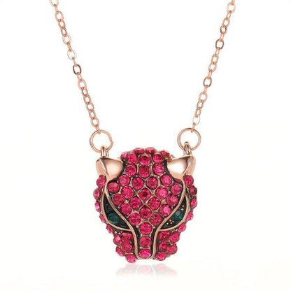 Collier tête de panthère en cristaux colorés - MonPendentif