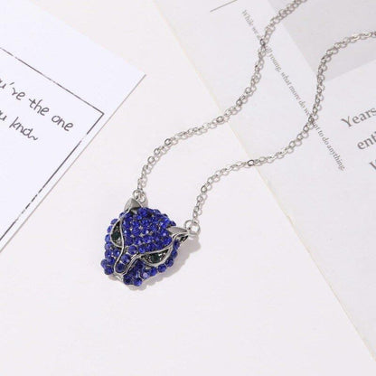 Collier tête de panthère en cristaux colorés