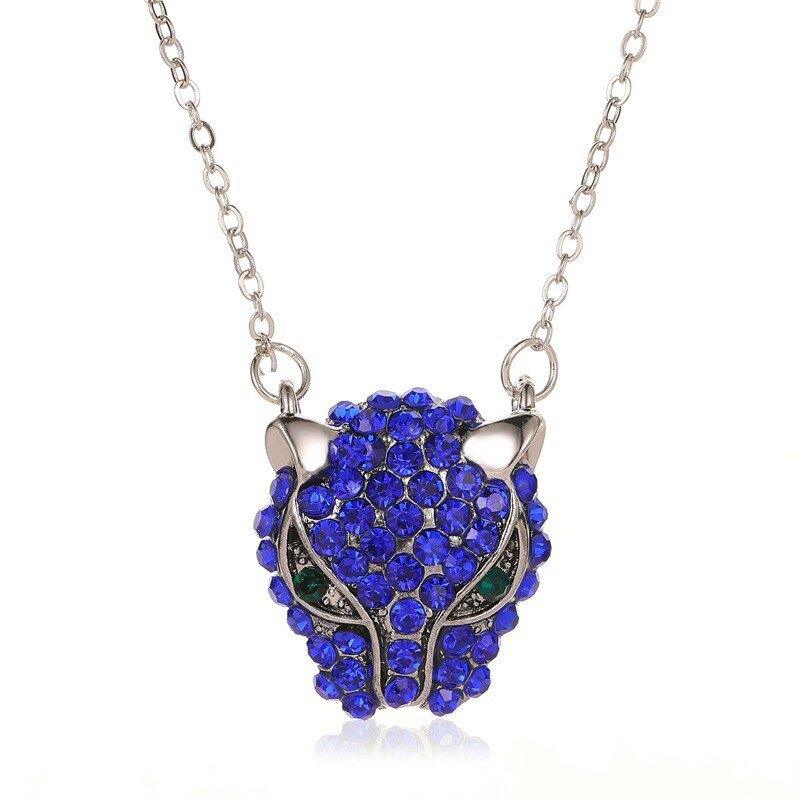 Collier tête de panthère en cristaux colorés - MonPendentif