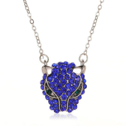 Collier tête de panthère en cristaux colorés - MonPendentif