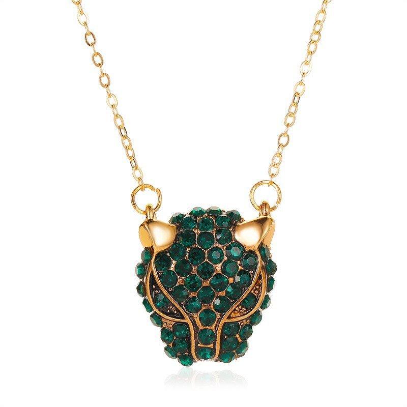 Collier tête de panthère en cristaux colorés - MonPendentif