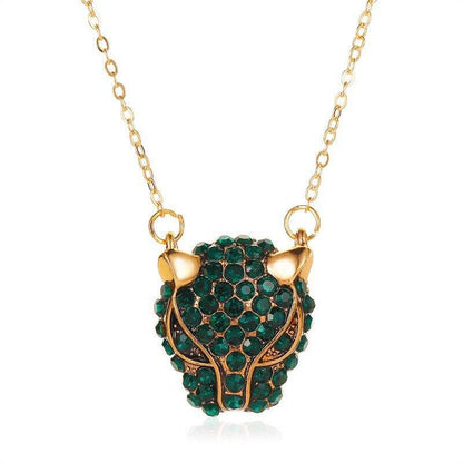 Collier tête de panthère en cristaux colorés - MonPendentif