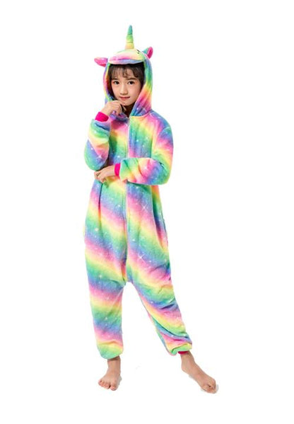 combinaison pyjama licorne arc en ciel