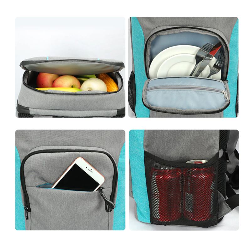 Sac à Dos Isotherme Gris et Bleu Clair