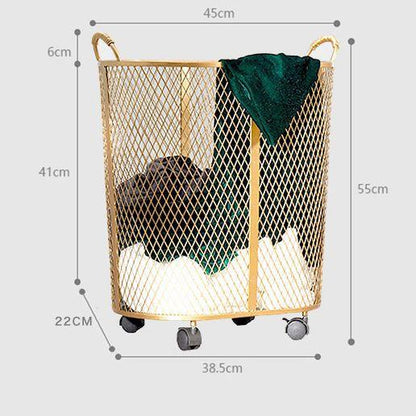 Corbeille à Linge Design sur Roulettes Doré