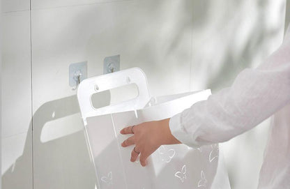 Corbeille à Linge Suspendue Blanche Motifs Papillons