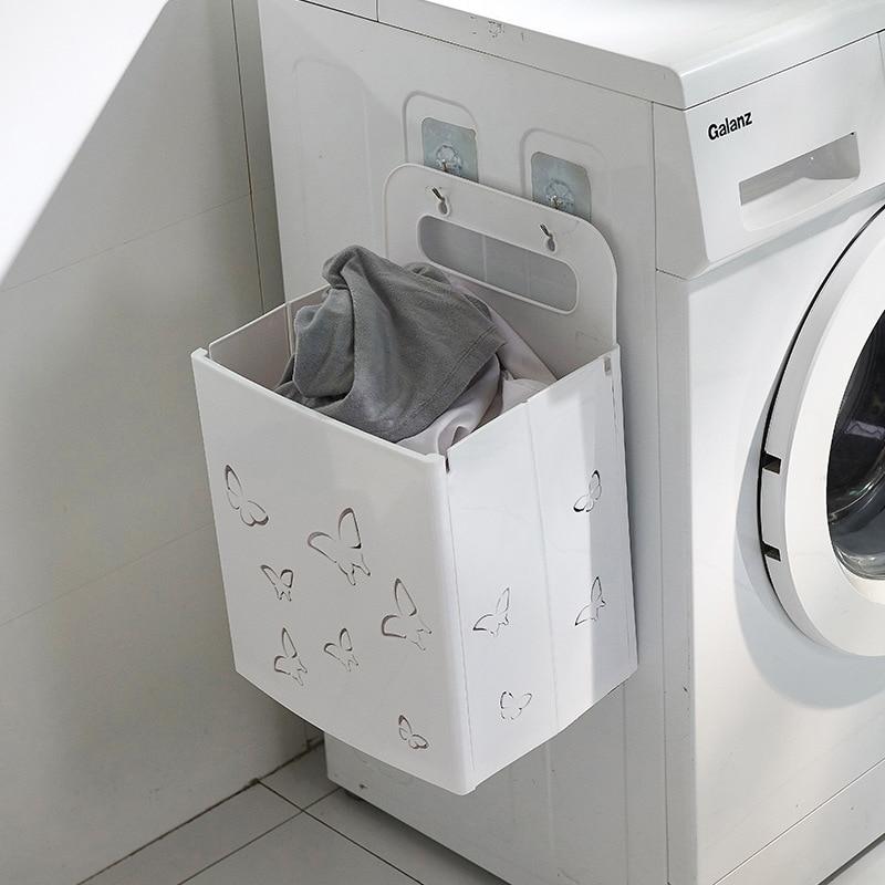 Corbeille à Linge Suspendue Blanche Motifs Papillons