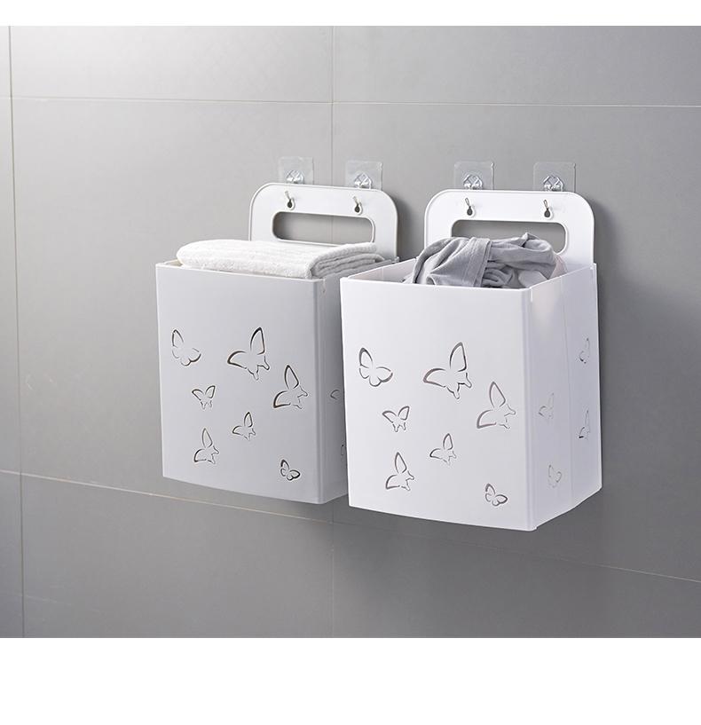 Corbeille à Linge Suspendue Blanche Motifs Papillons