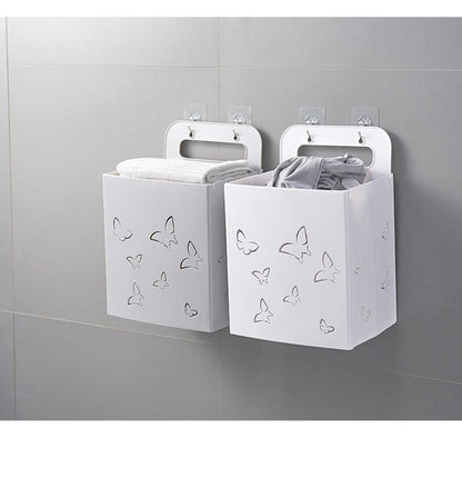 Corbeille à Linge Suspendue Blanche Motifs Papillons