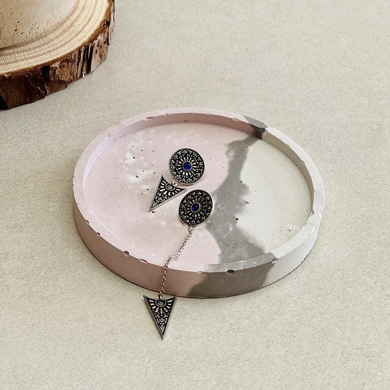 Coupelle à bijoux tricolore rose, gris et blanc en béton