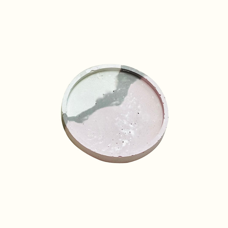 Coupelle à bijoux tricolore rose, gris et blanc en béton