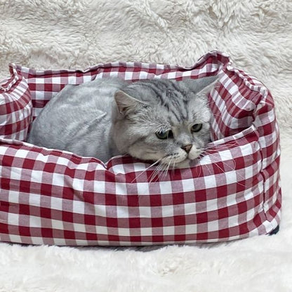 coussin chat vichy