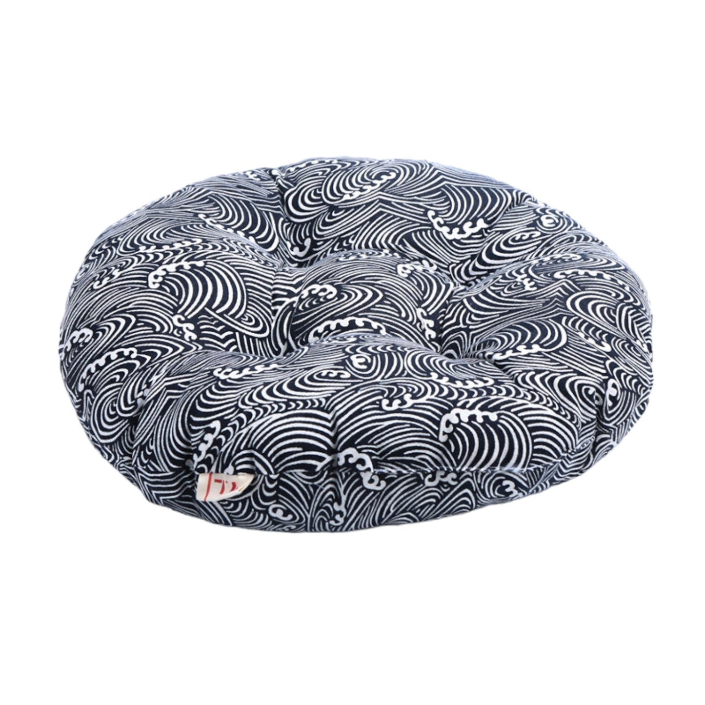 Coussin Japonais Rond ’Motif Seigaiha’ - Vague / 43cm