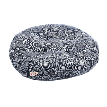 Coussin Japonais Rond ’Motif Seigaiha’ - Vague / 43cm
