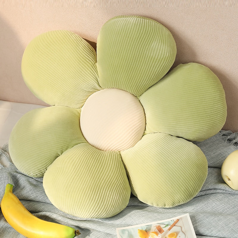 coussin-petale-fleur-vert-jaune