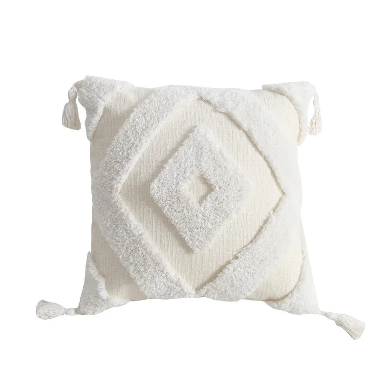 Coussin berbere blanc avec losanges brodés