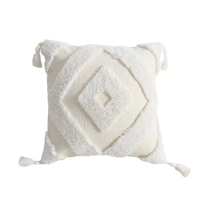 Coussin berbere blanc avec losanges brodés