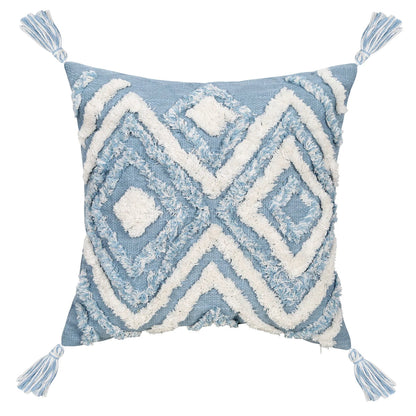 Coussin berbere bleu et carré avec losanges brodés