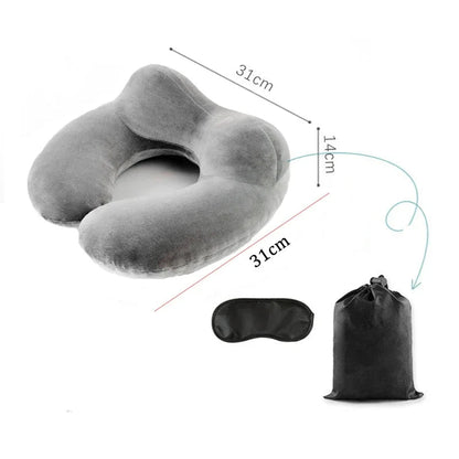 Coussin nuque avion gris et gonflable