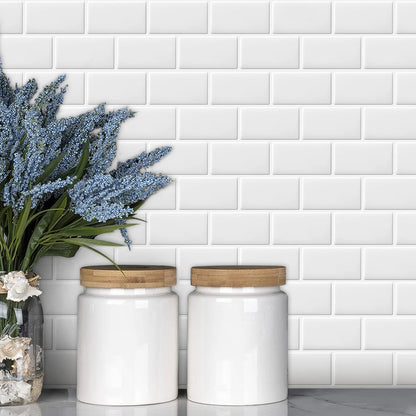 Crédence Adhésive Style Brique Blanche en Plastique
