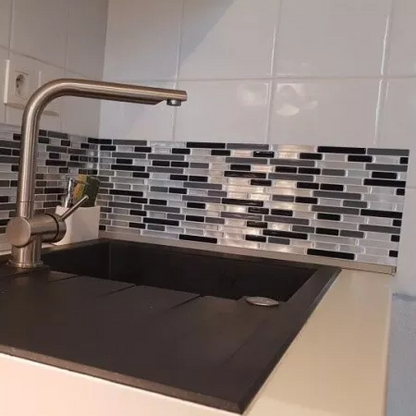 Crédence Adhésive Style Brique avec Feuille en Aluminium